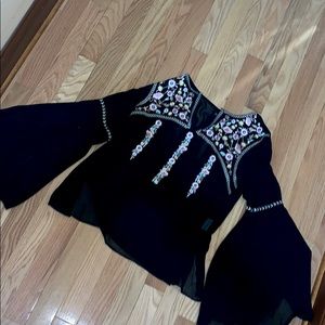 Sheer flare arms hippie shirt